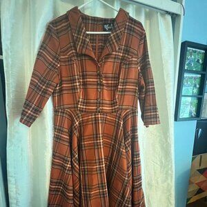Long sleeve plaid HellBunny dress
